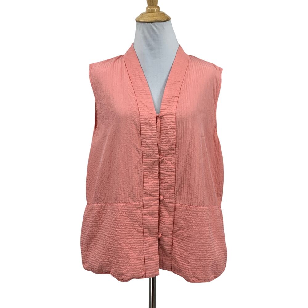 Eileen Fisher Vest Womens XL Extra Large Peach Quilted Silk Habutai Pockets